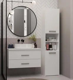 3xE Living Meuble de salle de bain, blanc, 80 x 45 x 50 cm