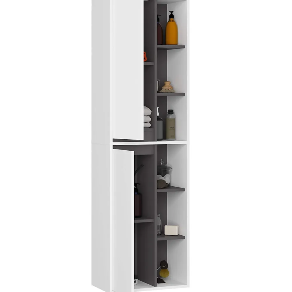 3xE Living Meuble de salle de bain, blanc/gris graphite, 50 x 170 x 30 cm