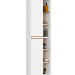 Armoire De Salle De Bains|3xE Living Meuble de salle de bain, blanc/chêne Sonoma, 50 x 170 x 30 cm