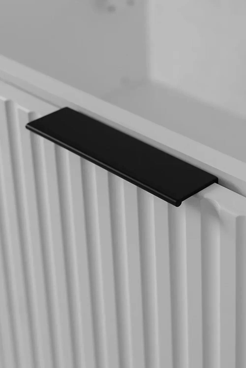 Lave-Mains|3xE Living Meuble de salle de bain, Blanc + poignée noire, 40 x 57 x 46 cm