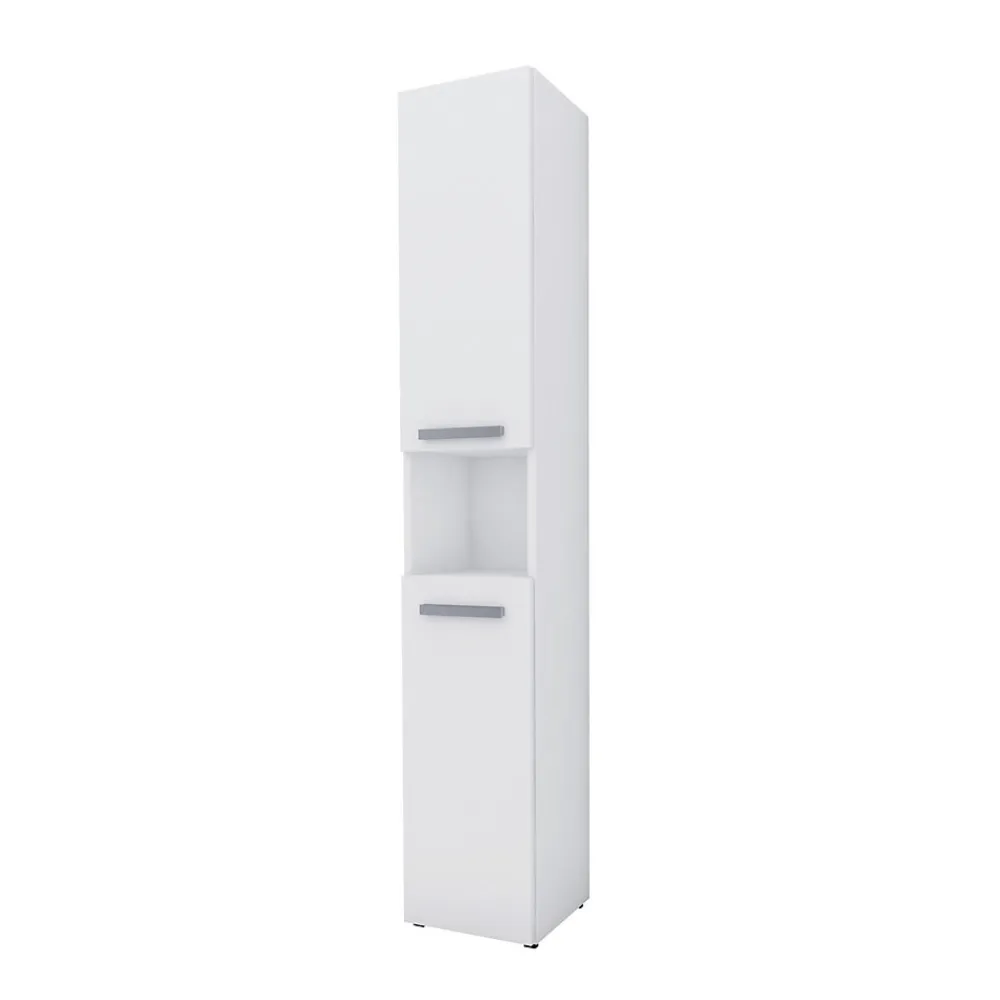 3xE Living Meuble de salle de bain, blanc mat, blanc brillant, 30 x 174 x 30 cm