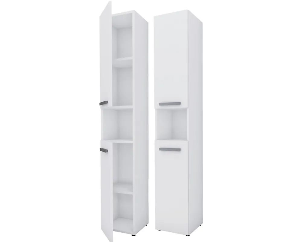 3xE Living Meuble de salle de bain, blanc mat, blanc brillant, 30 x 174 x 30 cm