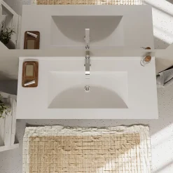 Ensemble Meuble De Salle De Bains|Kiamami Valentina Meuble De Salle De Bain Bleu Mat Et Chêne Naturel 100 Cm - Magnolia