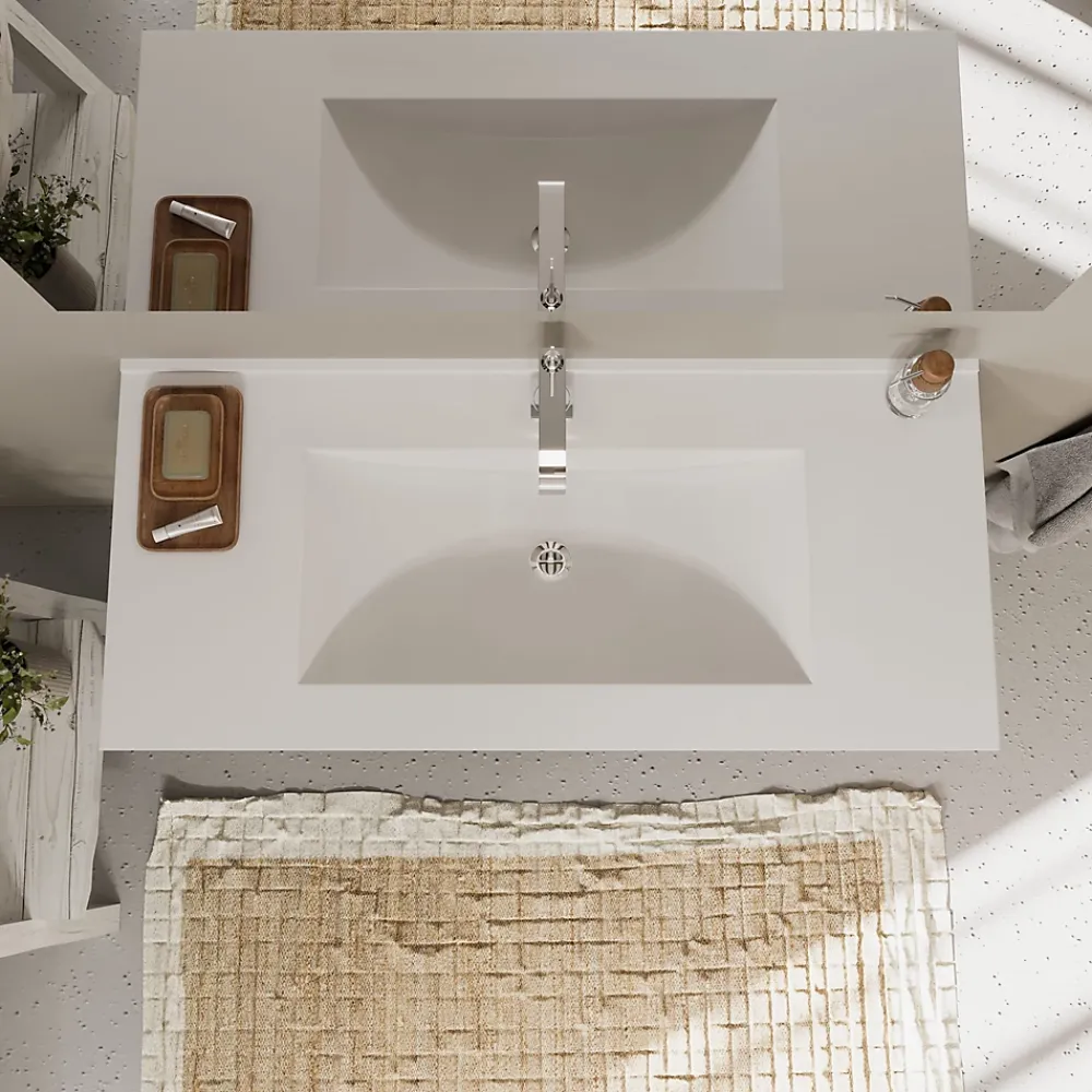 Ensemble Meuble De Salle De Bains|Kiamami Valentina Meuble De Salle De Bain Bleu Mat Et Chêne Naturel 100 Cm - Magnolia