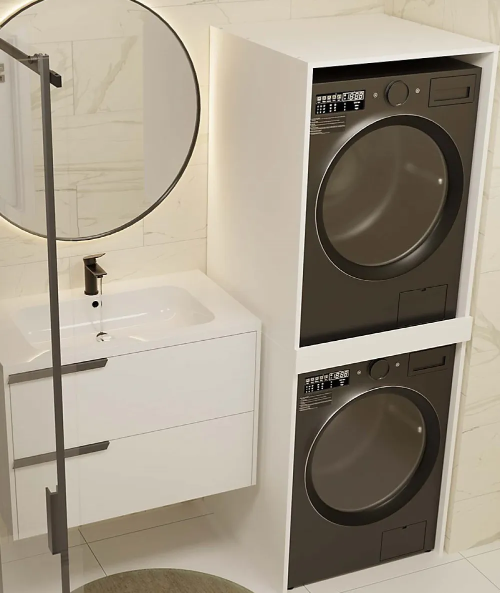 Armoire De Salle De Bains|3xE Living Meuble de salle de bain, blanc, 64 x 180 x 64 cm