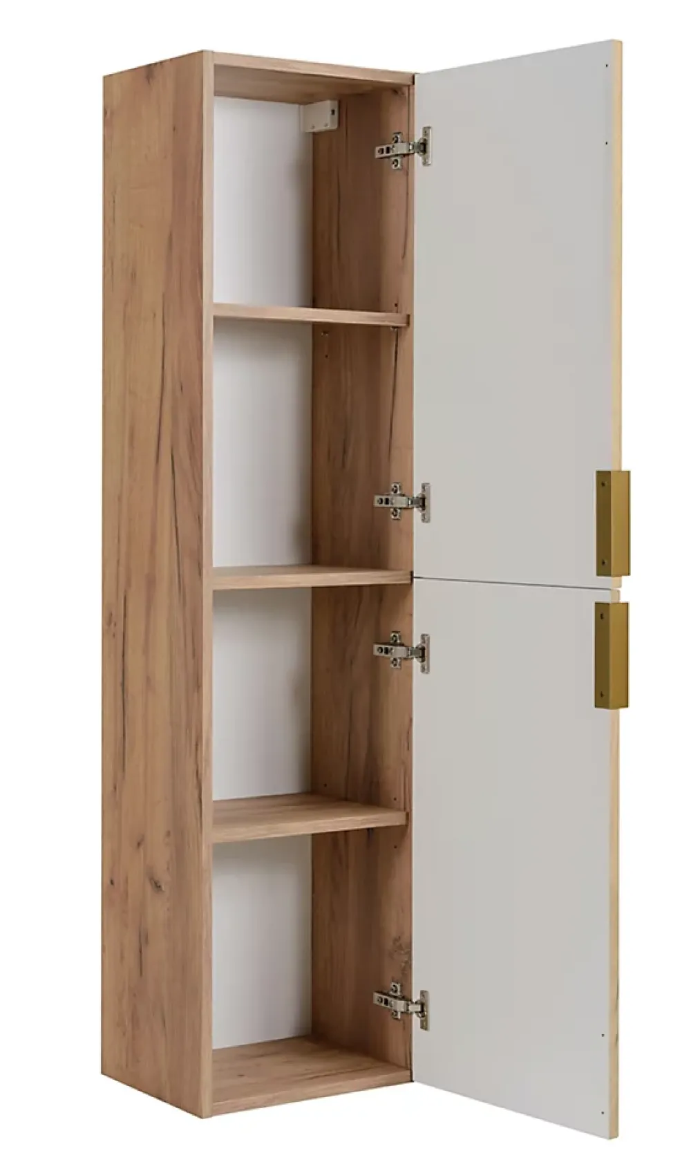 Colonne De Salle De Bains|3xE Living Meuble de salle de bain, Chêne Craft, poignée dorée, 35 x 136 x 27 cm