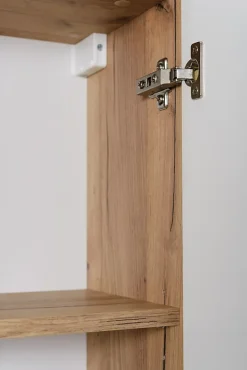 Colonne De Salle De Bains|3xE Living Meuble de salle de bain, Chêne Craft, poignée dorée, 35 x 136 x 27 cm