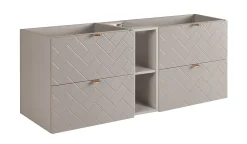 3xE Living Meuble de salle de bain, Cachemire, 140 x 57 x 46 cm, poignées dorées