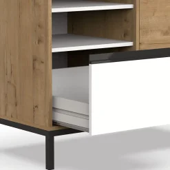 Etagère Salle De Bains|Pegane Meuble de salle de bain coloris chêne doré / pieds noir - Hauteur 81 x Longueur 100 x Profondeur 51 cm