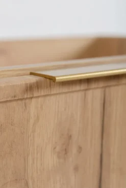 3xE Living Meuble de salle de bain, Chêne Craft, poignée dorée, 140 ( 2 x 60 + 20) x 46 x 57 cm