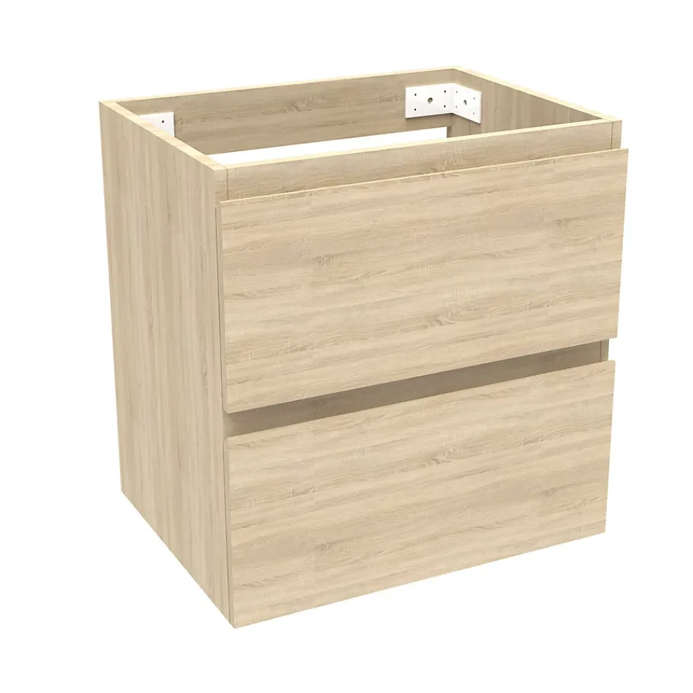 AICA Sanitaire Meuble de salle de bain chêne 50cm, suspendu avec 2 tiroirs
