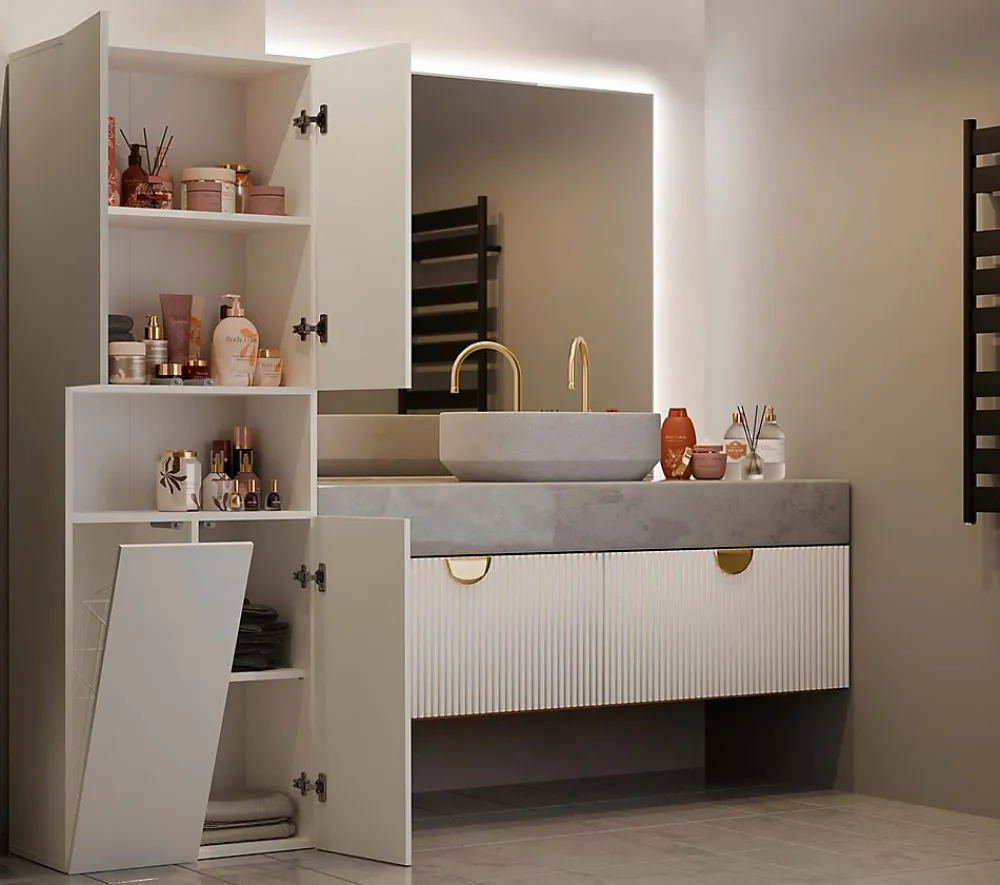 3xE Living Meuble de salle de bain, cachemire, 60 x 30 x 174 cm