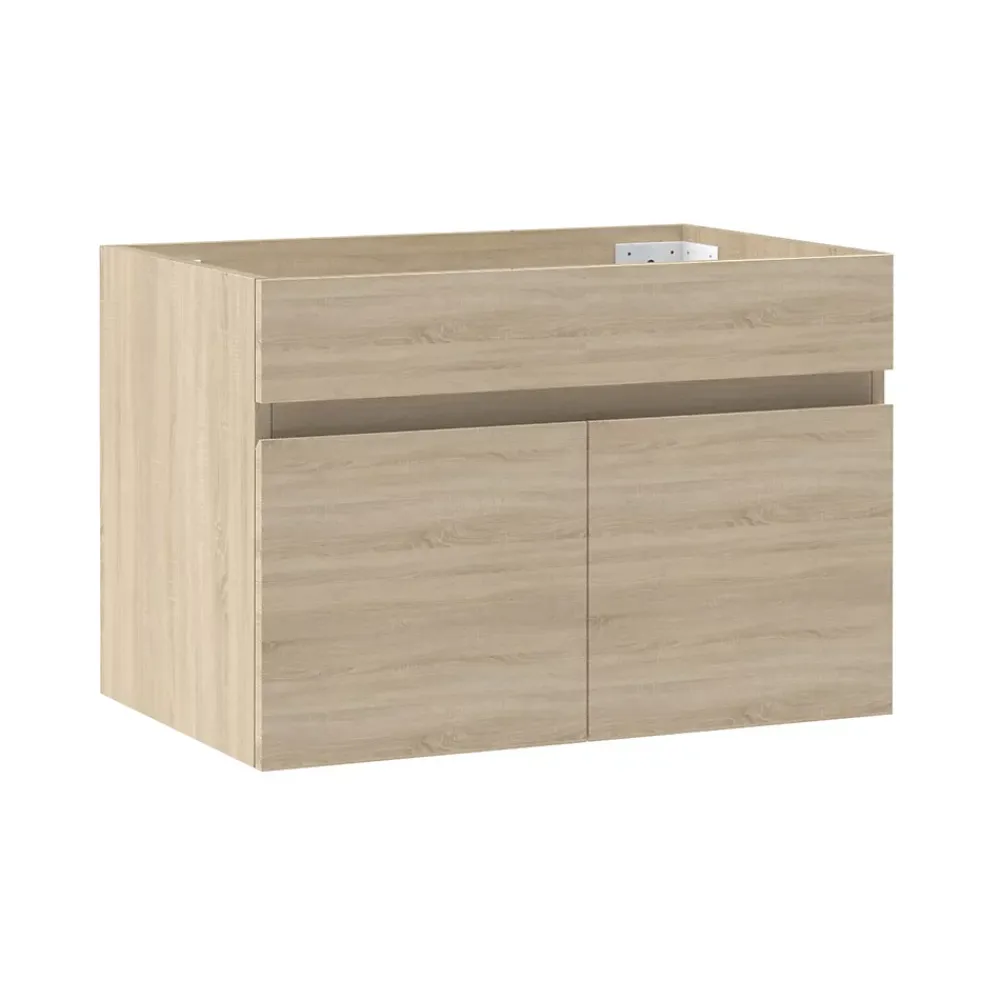 AICA Sanitaire Meuble de salle de bain 80cm à double porte, suspendu, Chêne