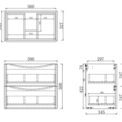 Meuble Sous-Vasque|AICA Sanitaire Meuble de salle de bain 60cm avec 2 tiroirs, suspendu Blanc + Chêne