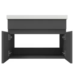 AICA Sanitaire Meuble de salle de bain 60cm à double porte, suspendu, Anthracite