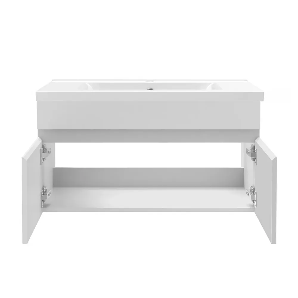 Meuble Sous-Vasque|AICA Sanitaire Meuble de salle de bain 80cm à double porte, suspendu, blanc