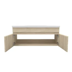 AICA Sanitaire Meuble de salle de bain 100cm à double porte, suspendu, Chêne