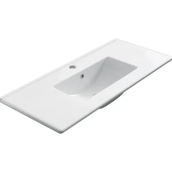 Cosyneo Meuble de salle de bain 100cm simple vasque - sans miroir - 2 tiroirs - madera miel (bois clair) - LUNA