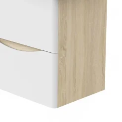 AICA Sanitaire Meuble de salle de bain 50cm avec 2 tiroirs, suspendu Blanc + Chêne