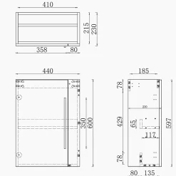 Meuble Sous-Vasque|AICA Sanitaire Meuble de salle de bain 44cm avec 2 compartiments, suspendu, blanc
