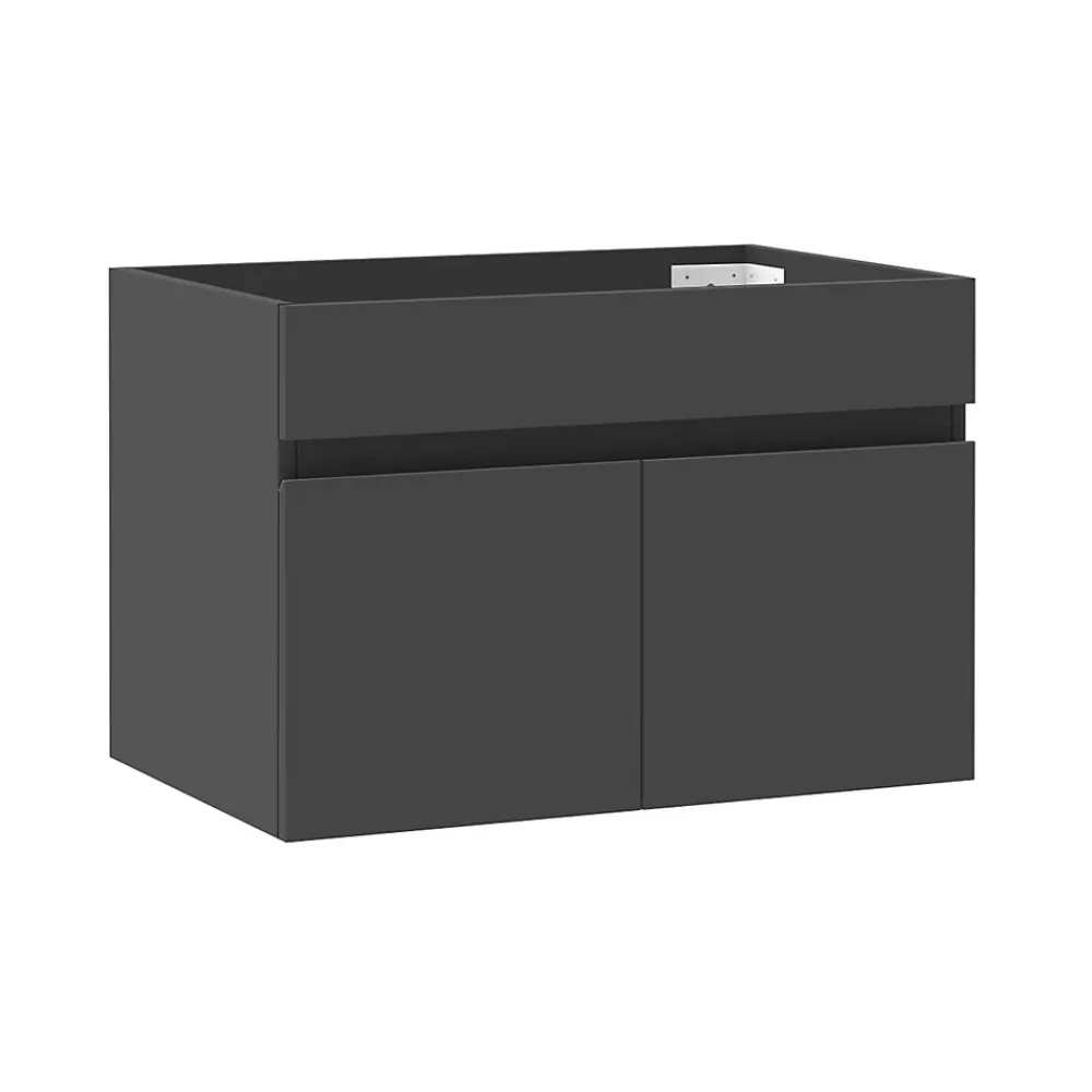 AICA Sanitaire Meuble de salle de bain 80cm à double porte, suspendu, Anthracite