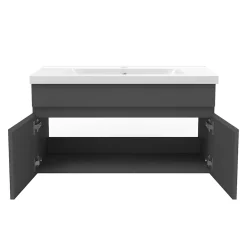 AICA Sanitaire Meuble de salle de bain 80cm à double porte, suspendu, Anthracite
