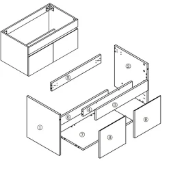 AICA Sanitaire Meuble de salle de bain 80cm à double porte, suspendu, Anthracite