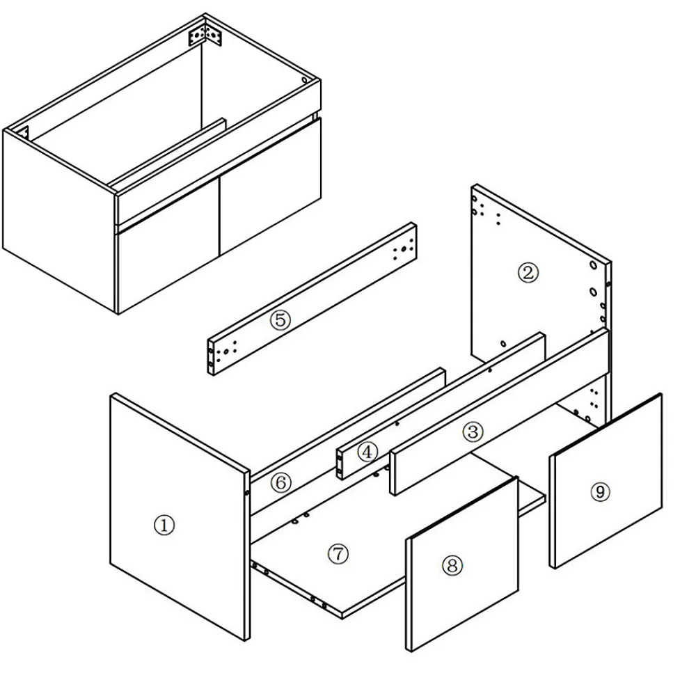 AICA Sanitaire Meuble de salle de bain 80cm à double porte, suspendu, Anthracite
