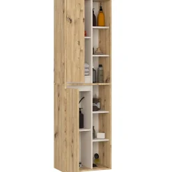 Armoire De Salle De Bains|3xE Living Meuble de salle de bain, chêne artisanal/cachemire, 50 x 170 x 30 cm