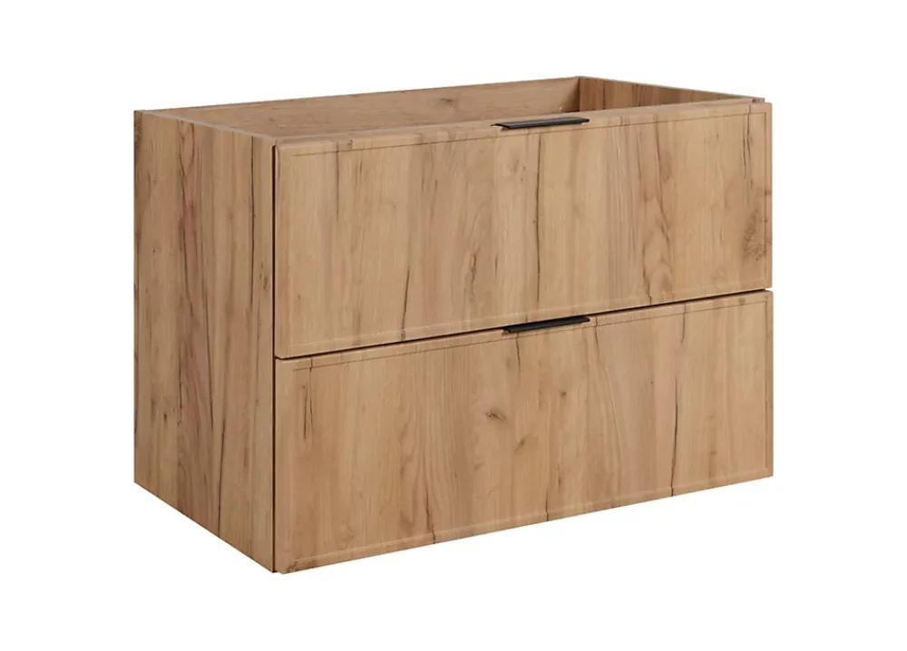 3xE Living Meuble de salle de bain, Chêne Craft, poignée noire, 46 x 80 x 57 cm