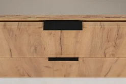 3xE Living Meuble de salle de bain, Chêne Craft, poignée noire, 46 x 80 x 57 cm