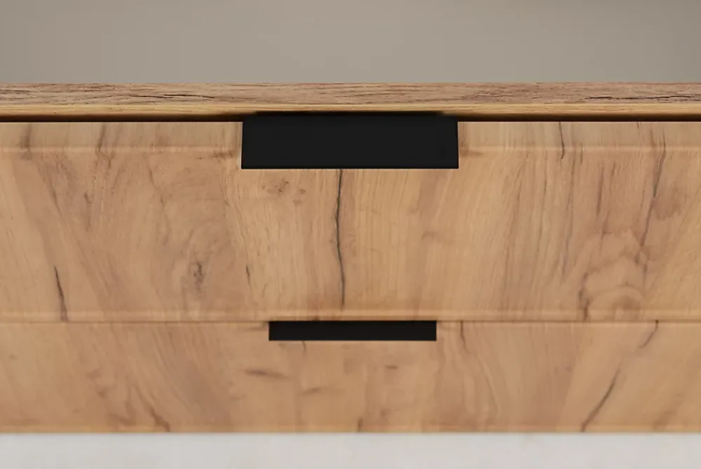 3xE Living Meuble de salle de bain, Chêne Craft, poignée noire, 46 x 80 x 57 cm