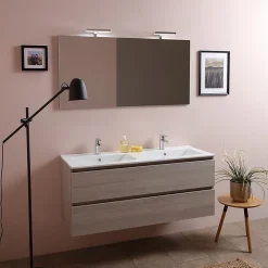 Kiamami Valentina Meuble De Salle De Bain 120Cm Lion Elm Avec Double Vasque Et Miroir 120X60 Berlin