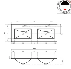 Kiamami Valentina Meuble De Salle De Bain 120Cm Lion Elm Avec Double Vasque Et Miroir 120X60 Berlin