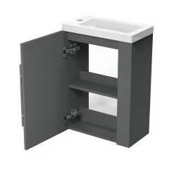 AICA Sanitaire Meuble de salle de bain 44cm avec 2 compartiments, suspendu, Anthracite