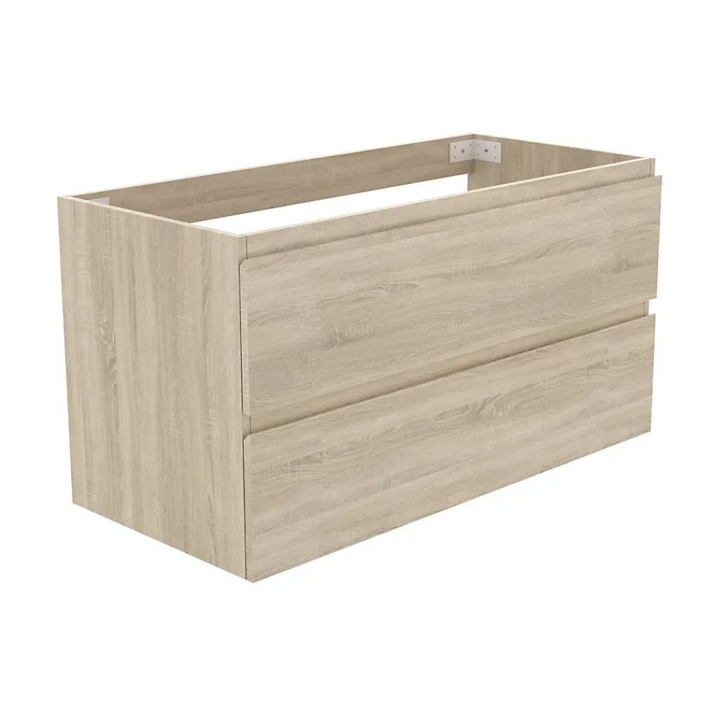 AICA Sanitaire Meuble de salle de bain chêne 100cm, suspendu avec 2 tiroirs