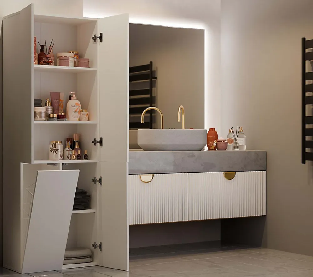 3xE Living Meuble de salle de bain, cachemire, 60 x 30 x 174 cm