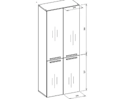3xE Living Meuble de salle de bain, cachemire, 60 x 30 x 174 cm