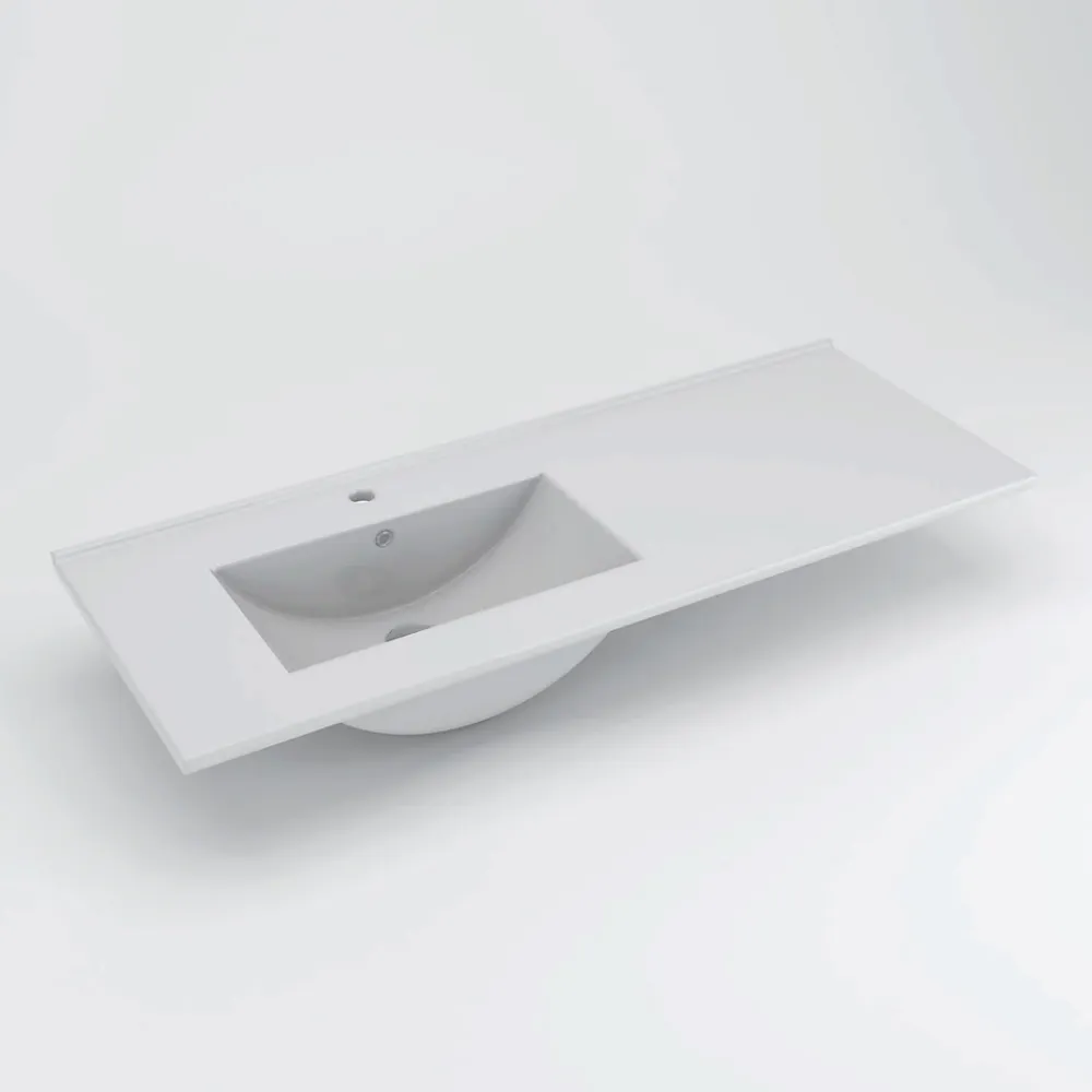 Meuble Vasque|Cosyneo Meuble de salle de bain 120cm avec vasque à gauche - sans miroir - 2 tiroirs et 1 placard - blanc - ZARZA