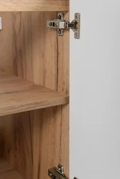 Lave-Mains|3xE Living Meuble de salle de bain, Chêne Craft + poignée dorée, 40 x 57 x 46 cm