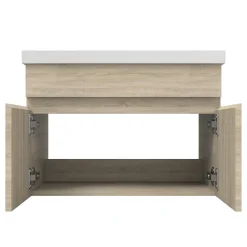 Meuble Sous-Vasque|AICA Sanitaire Meuble de salle de bain 60cm à double porte, suspendu, Chêne