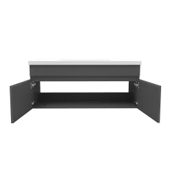 Meuble Sous-Vasque|AICA Sanitaire Meuble de salle de bain 100cm à double porte, suspendu, Anthracite