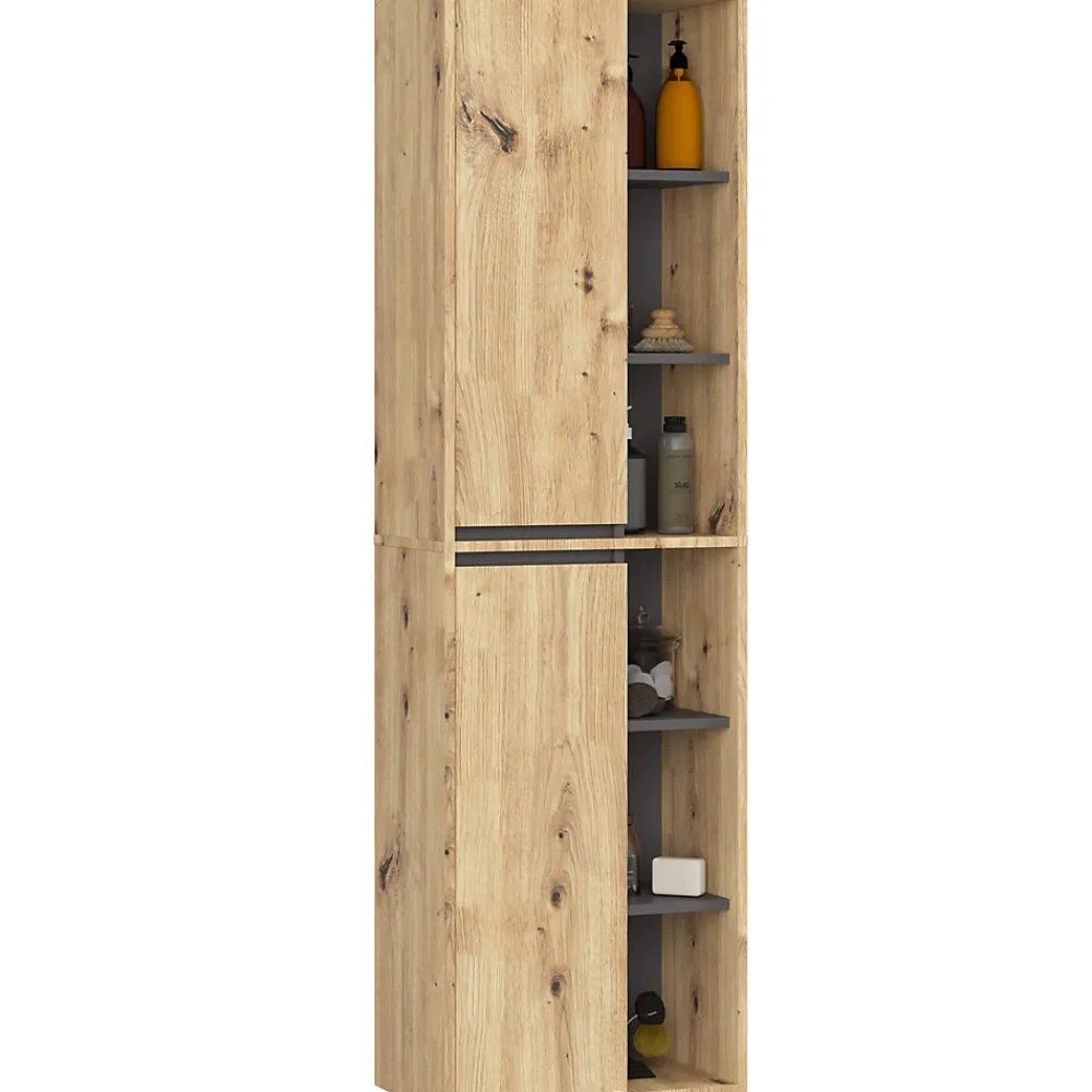 3xE Living Meuble de salle de bain, chêne artisanal/gris graphite, 50 x 170 x 30 cm