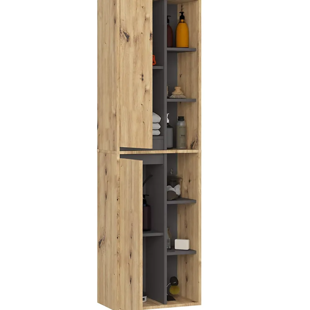 3xE Living Meuble de salle de bain, chêne artisanal/gris graphite, 50 x 170 x 30 cm