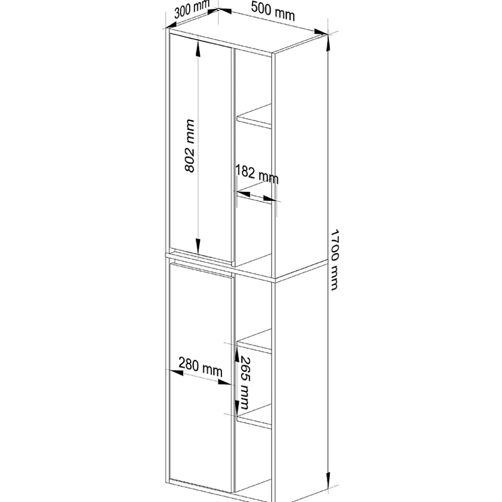 3xE Living Meuble de salle de bain, chêne artisanal/gris graphite, 50 x 170 x 30 cm