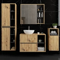 3xE Living Meuble de salle de bain, chêne artisanal/gris graphite, 50 x 170 x 30 cm