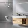 Ensemble Meuble De Salle De Bains|Luxury Bain Meuble de salle de bain double vasque 120cm bois et blanc effet marbre avec miroir LED LB-8512 LuxuryBain-
