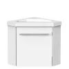 AICA Sanitaire Meuble de Salle de Bain d'Angle Gain de Place, Lave Main, Blanc Crème, 40x40 cm