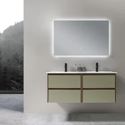 Ensemble Meuble De Salle De Bains|Luxury Bain Meuble de salle de bain double vasque 120cm bois et vert avec miroir LED LuxuryBain-