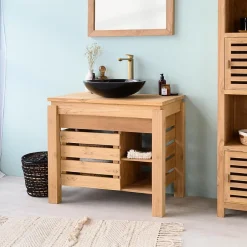 Meuble Sous-Vasque|Wanda Collection Meuble de salle de bain en teck Zen 85cm